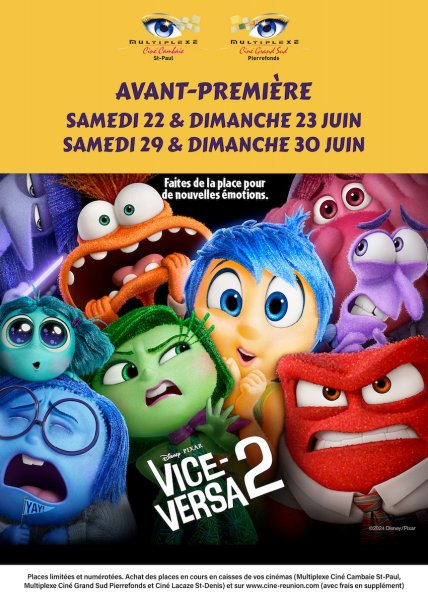 AVANT-PREMIERE VICE VERSA 2 les samedi 22 et dimanche 23 juin dans nos 2 Multiplexes Ciné Cambaie de ST PAUL et Ciné Grand Sud de Pierrefonds