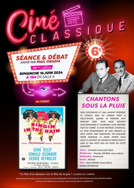 CINE CLASSIQUE "SINGING IN THE RAIN" (Chantons sous la pluie)