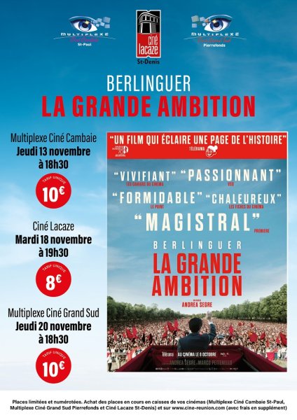 EVENEMENT : SEANCES UNIQUES BERLINGUER, LA GRANDE AMBITION